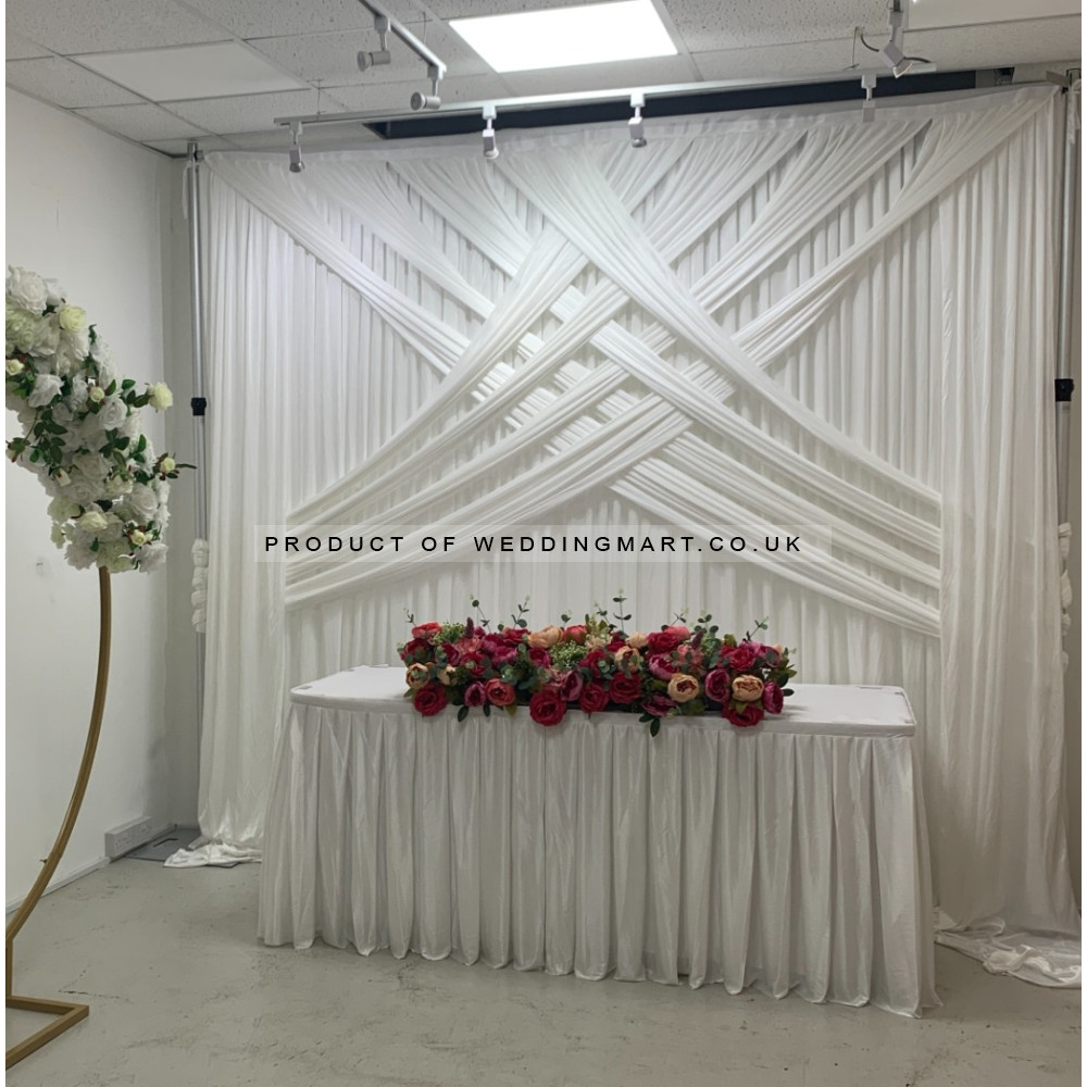 3m (w) x 3m (h) Wedding Backdrop Curtain - White – Wholesale Silk Backdrop Curtains for Wedding Decorators | WeddingMart