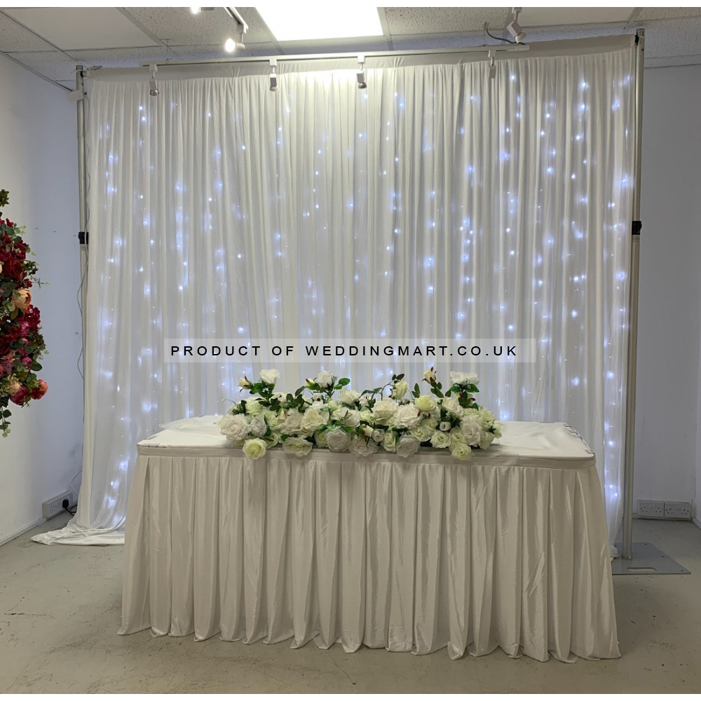 3m (w) x 3m (h) Wedding Backdrop Curtain - White – Wholesale Silk Backdrop Curtains for Wedding Decorators | WeddingMart