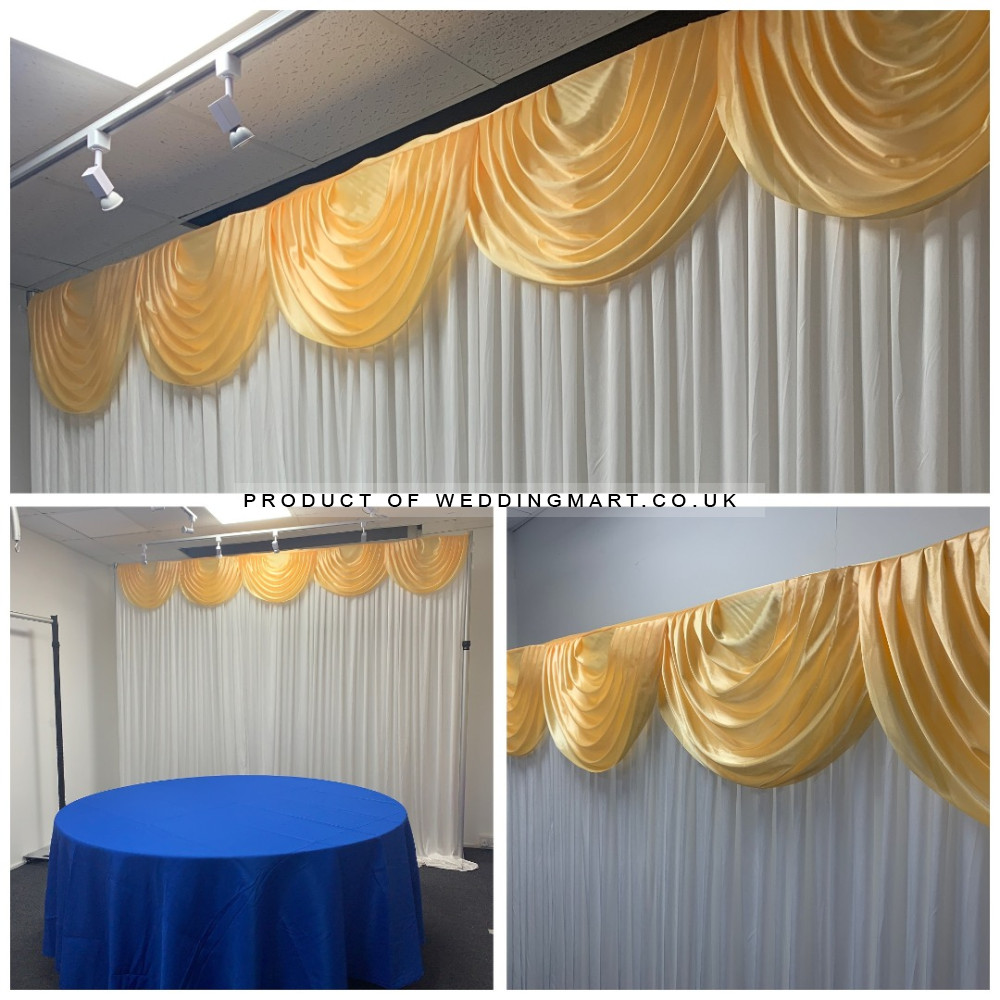 3m (w) x 3m (h) Wedding Backdrop Curtain - White – Wholesale Silk Backdrop Curtains for Wedding Decorators | WeddingMart