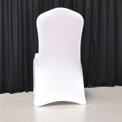 Premium Quality White Spandex Chair Cover - Flat Front Sample