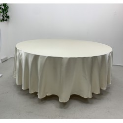 120 inch Heavy Duty Round Satin Table Cloth - Ivory
