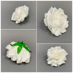 12mm White Open Rose Heads - Pack of 12